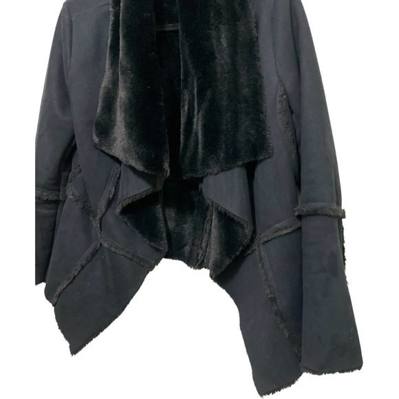 AKIRA FAUX SUEDE LEATHER FUR COAT, SIZE SMALL - Picture 5 of 16
